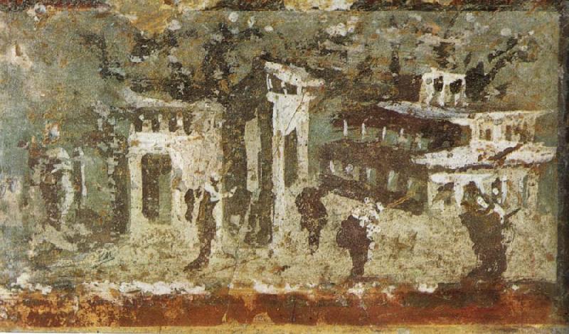  Wall painting houses at noon from Pompeii